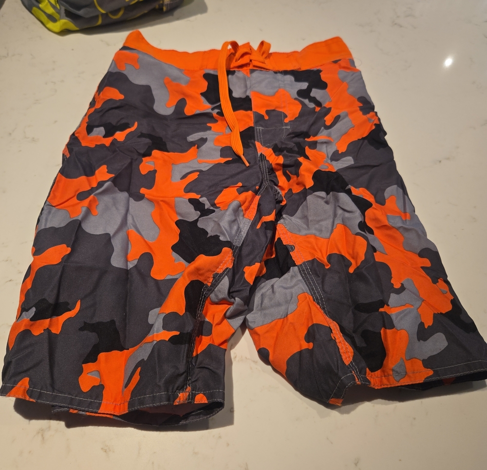 Arizona Jean Company Orange and Gray Camo Swim Trunks